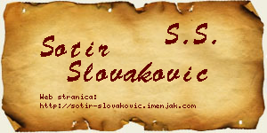 Sotir Slovaković vizit kartica